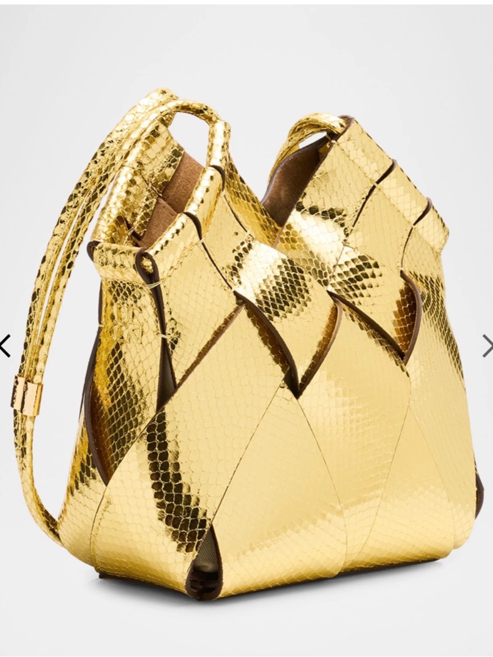 NWT Ulla Johnson Charlotte Metallic Snake-Print Woven Crossbody Bag Gold $890 - Picture 3 of 8